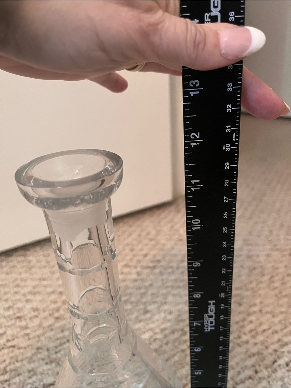 Large 15” Vintage Crystal Cut Glass Decanter Stopper Etched Star Burst Design - Picture 8 of 12